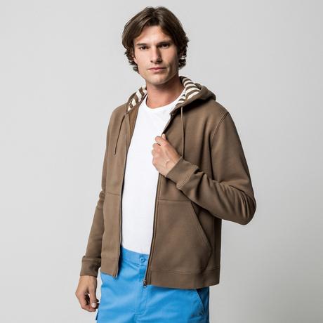 Manor Man Felpa con cappuccio Full Zip con fodera a righe  