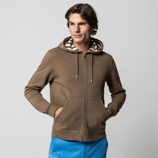 Manor Man Felpa con cappuccio Full Zip con fodera a righe  