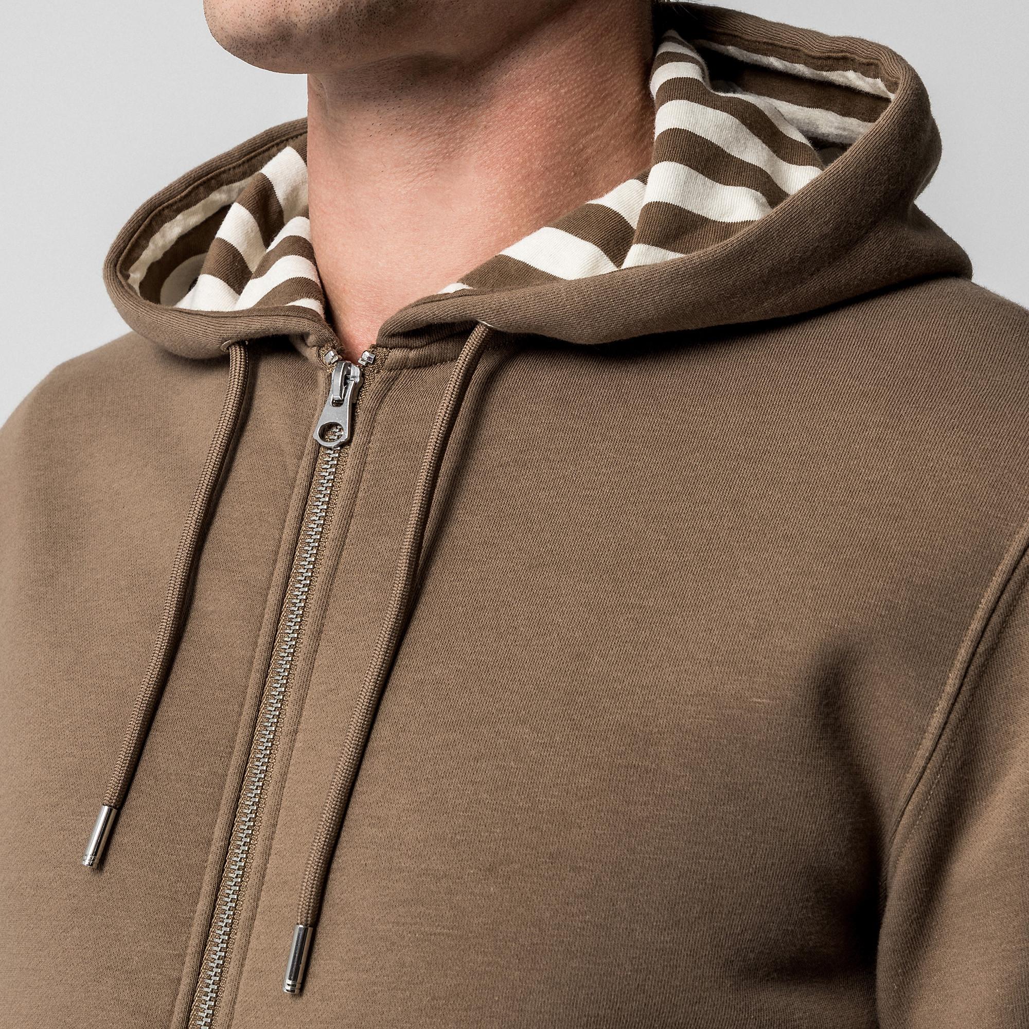 Manor Man Felpa con cappuccio Full Zip con fodera a righe  