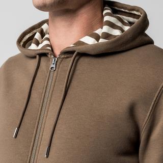 Manor Man Felpa con cappuccio Full Zip con fodera a righe  