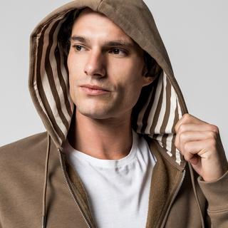 Manor Man Felpa con cappuccio Full Zip con fodera a righe  