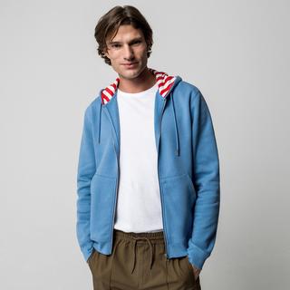 Manor Man Felpa con cappuccio Full Zip con fodera a righe  