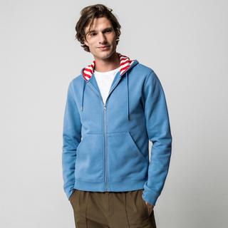 Manor Man Felpa con cappuccio Full Zip con fodera a righe  