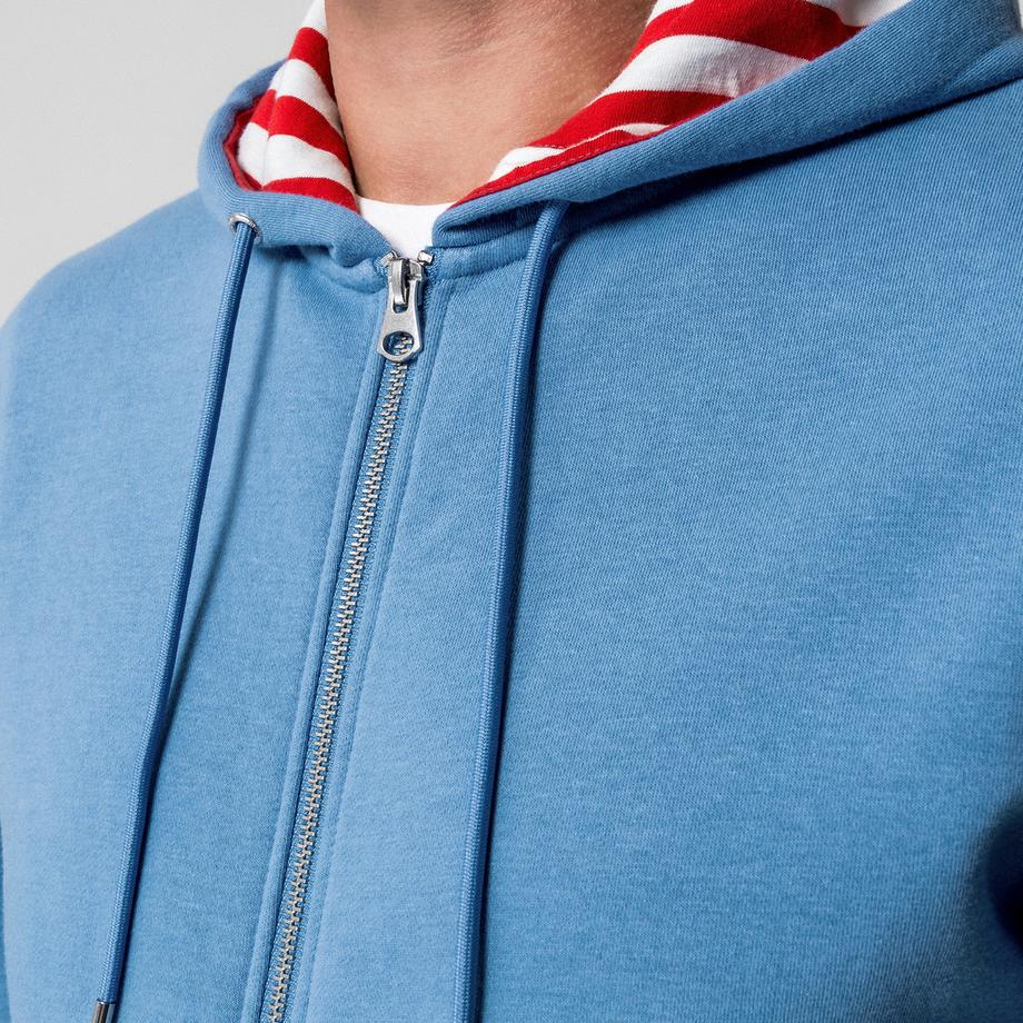 Manor Man Full Zip Hoodie mit gestreiftem Kapuzenfutter  