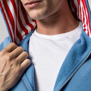 Manor Man Felpa con cappuccio Full Zip con fodera a righe  