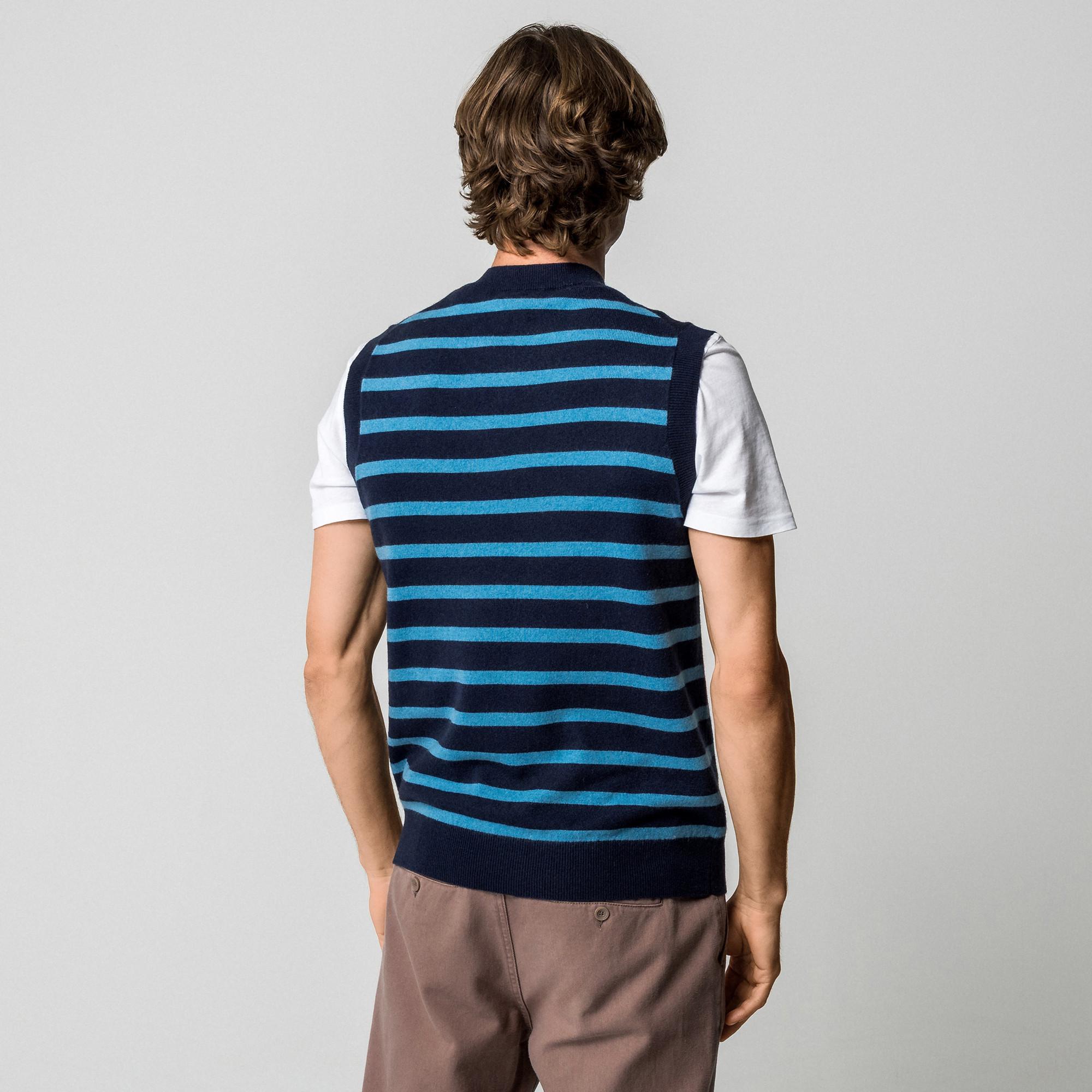 Manor Man Gilet Pullover Scollo a V a Righe  