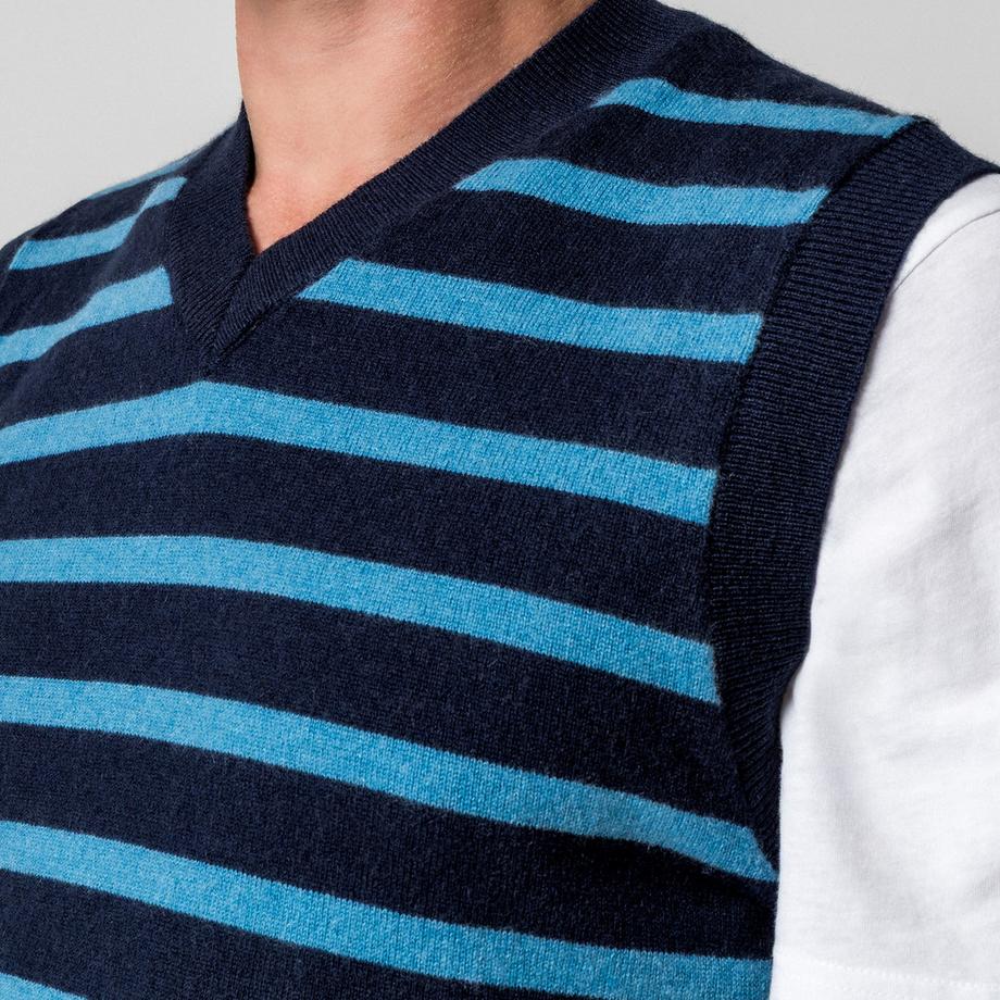 Manor Man Gilet Pull Rayé Col V  