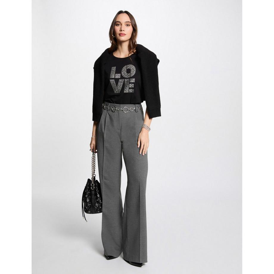 MORGAN T-Shirt Imprimé Love Clouté  