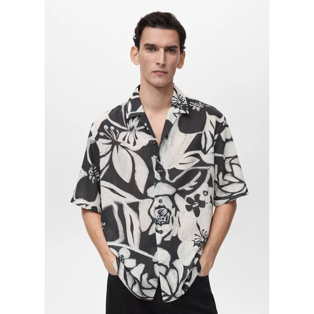 Mango Man - Hemd, kurzarm, für Herren, Black, Größe S