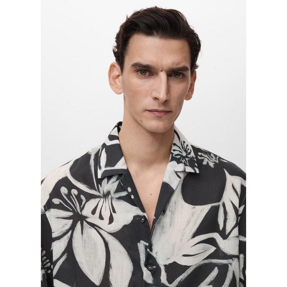 Mango Man PAVONE Kurzarm Hemd Blumenmuster  