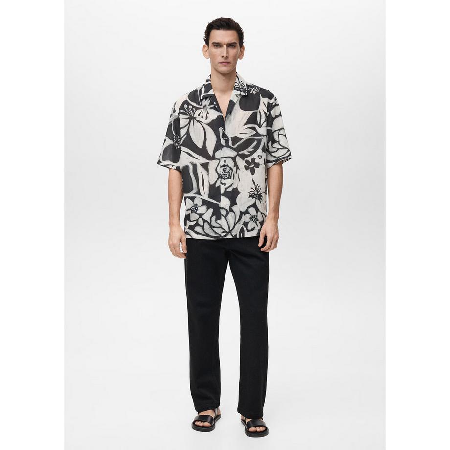 Mango Man PAVONE Kurzarm Hemd Blumenmuster  