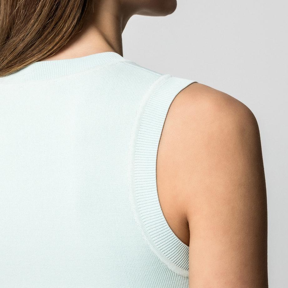 GUESS Ärmelloses geripptes Crop Top mit Strass-Logo  