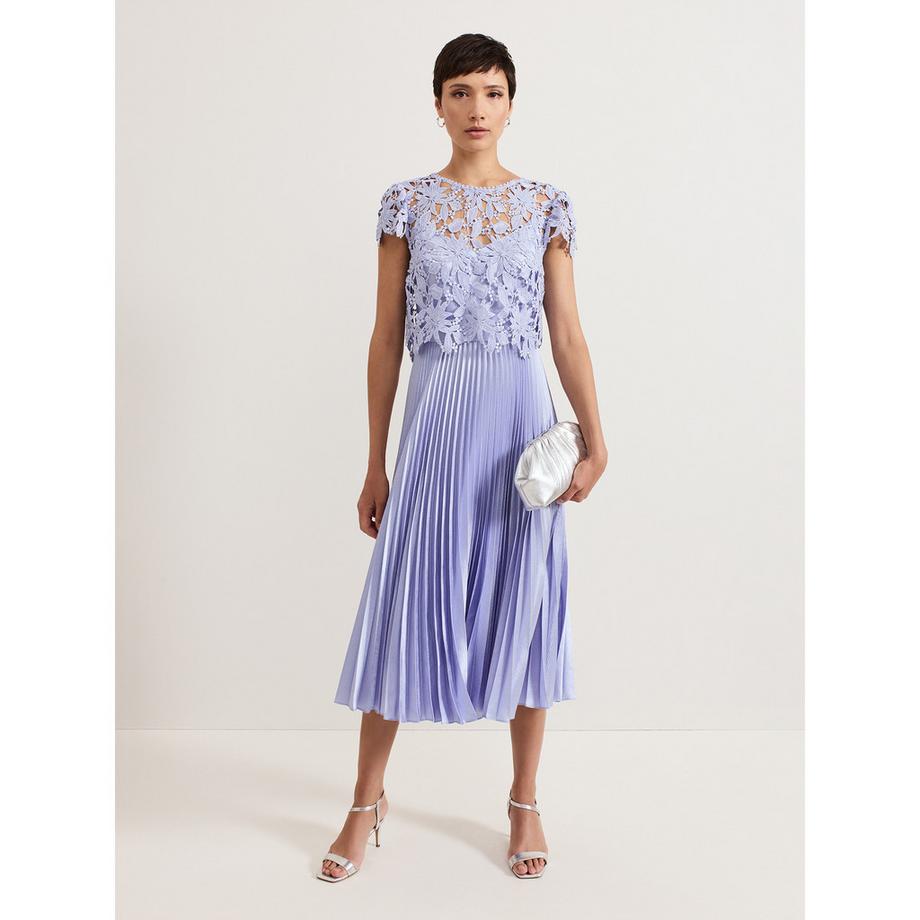 Phase Eight Dana Spitzenoberteil Plissiertes Midikleid  