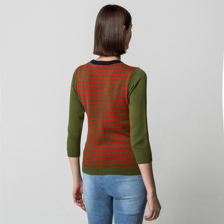 Manor Woman Cardigan Rayé Col Rond  