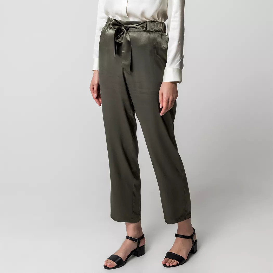 Manor Woman Satin Trousers Jade 46