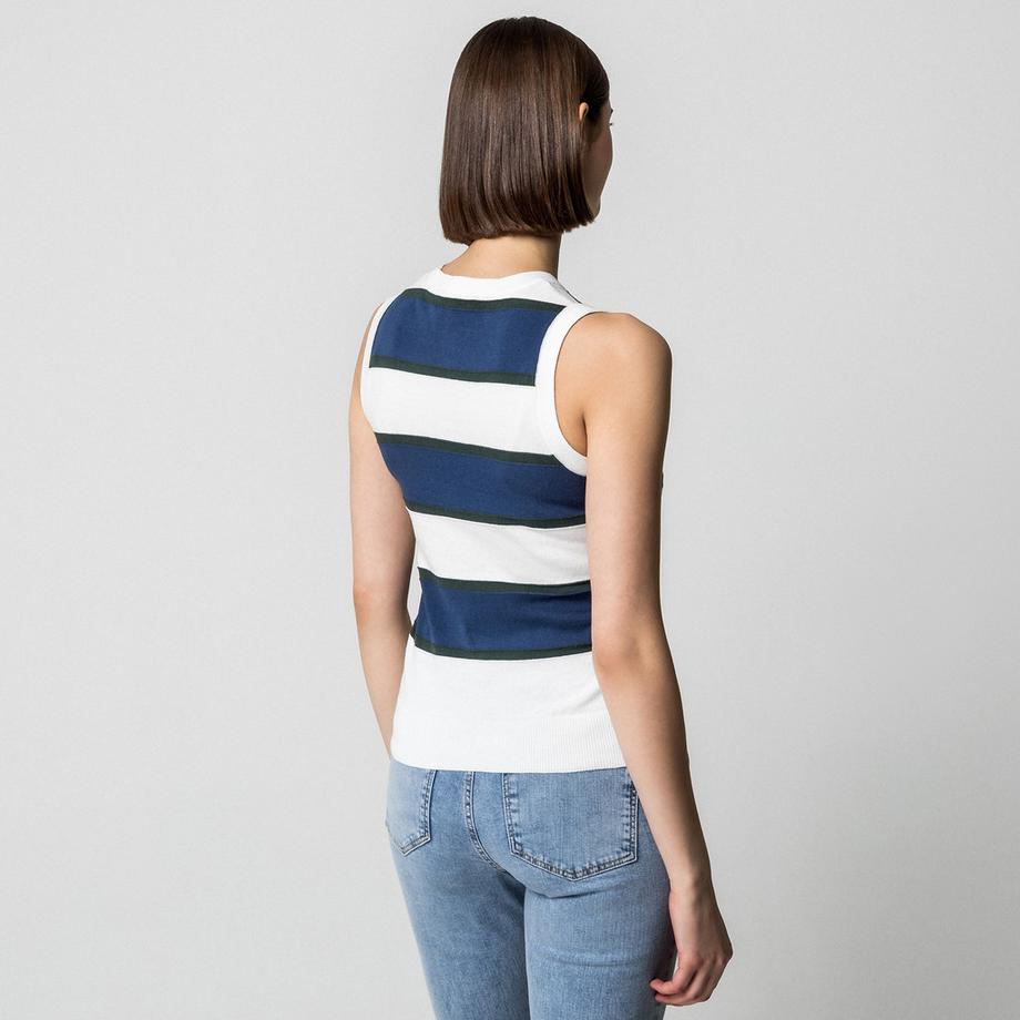 Manor Woman Maglione senza maniche a righe  