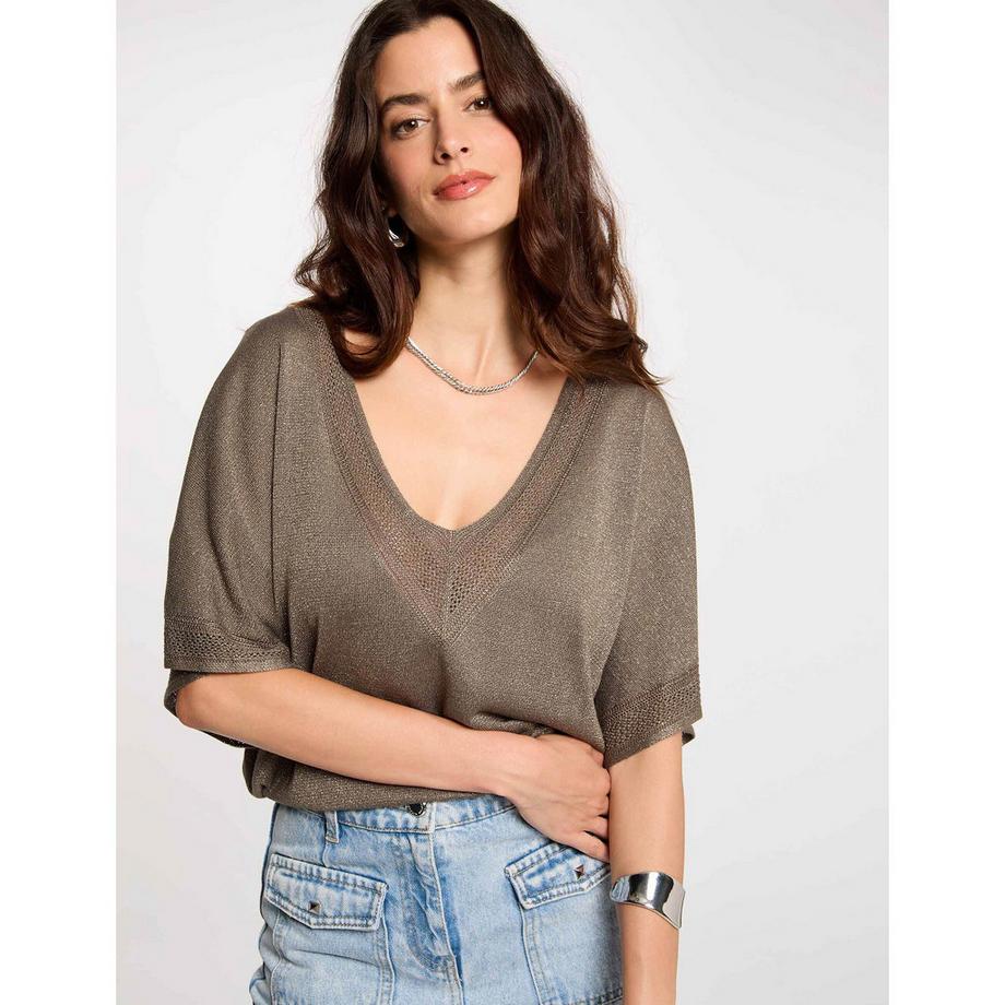 MORGAN Pullover Maniche Corte Scollo a V  