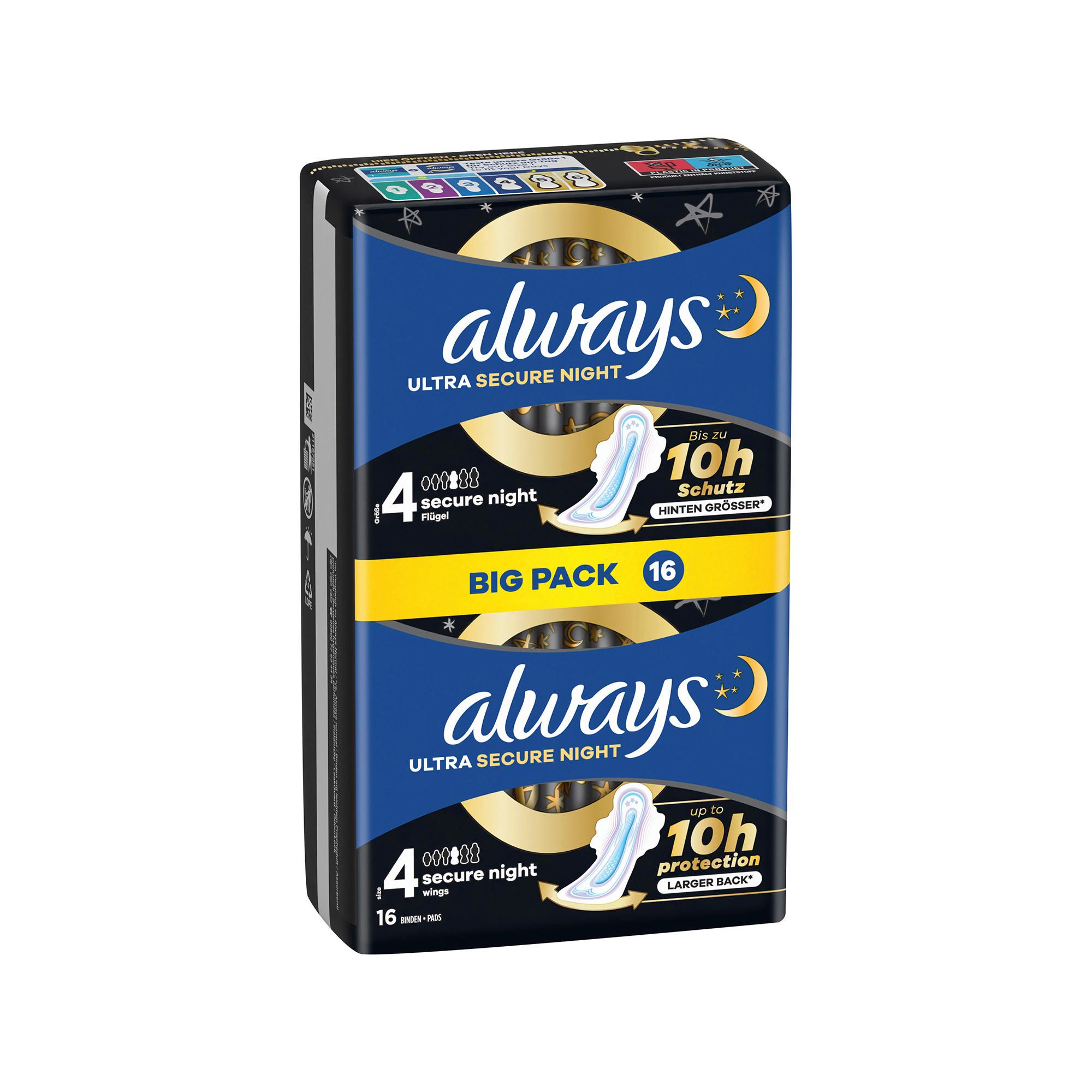 always  Serviette hygiénique Ultra Secure Night (taille 4) 