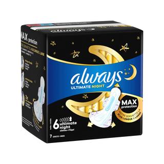 always  Serviettes hygiéniques Ultimate Night (taille 6) Ailes 