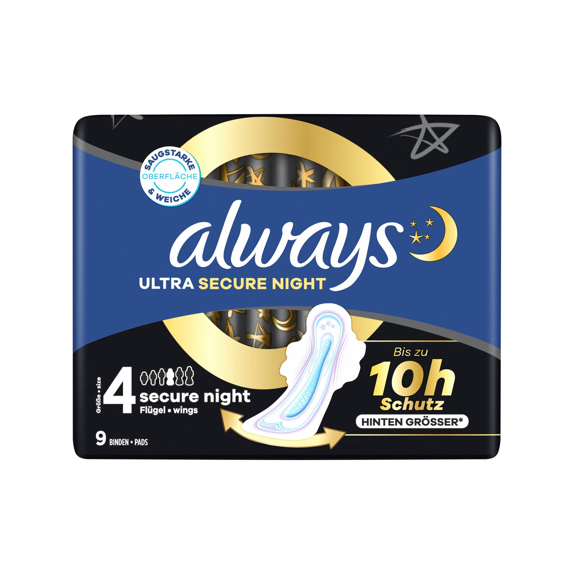 always  Serviette hygiénique Ultra Secure Night (taille 4) 