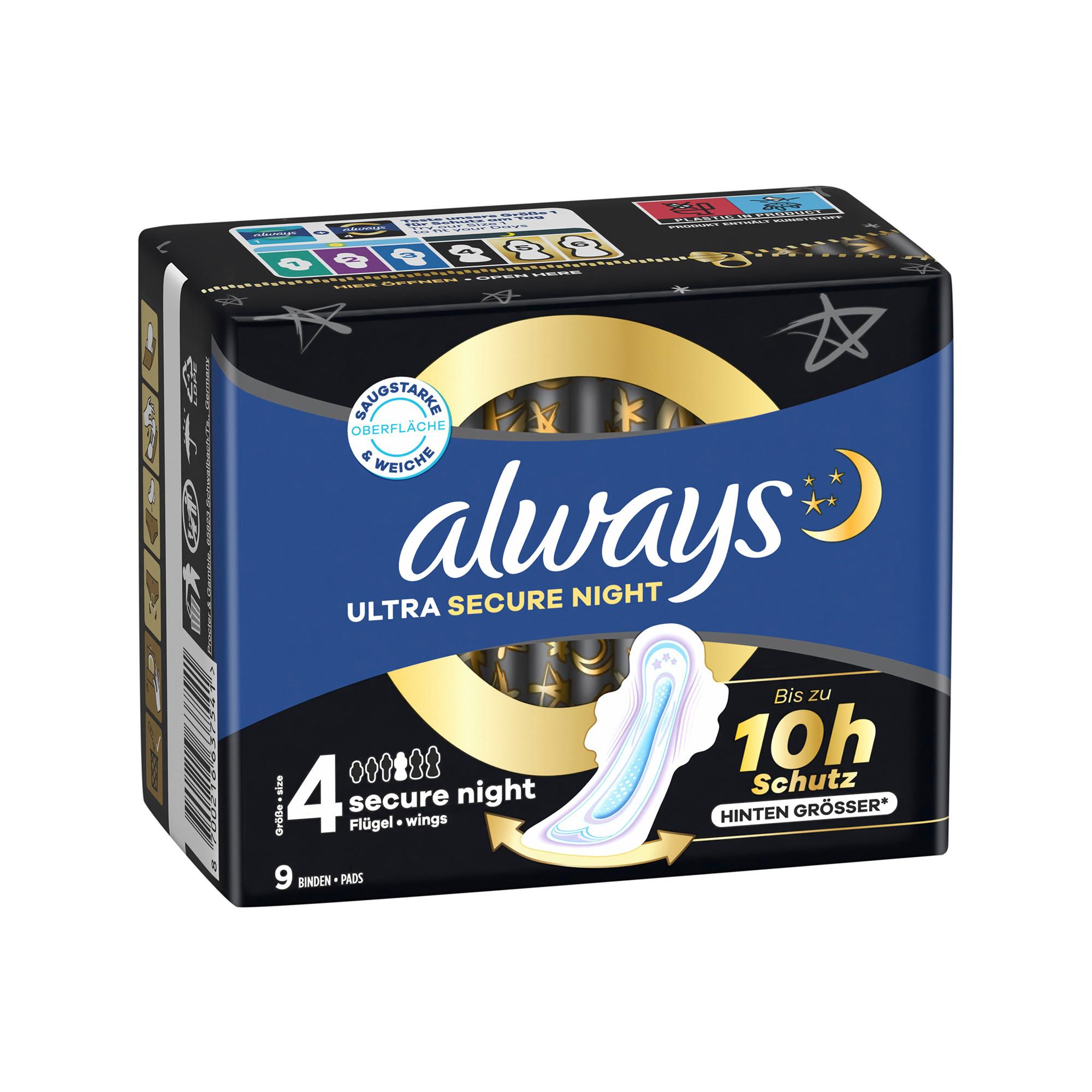 always  Serviette hygiénique Ultra Secure Night (taille 4) 