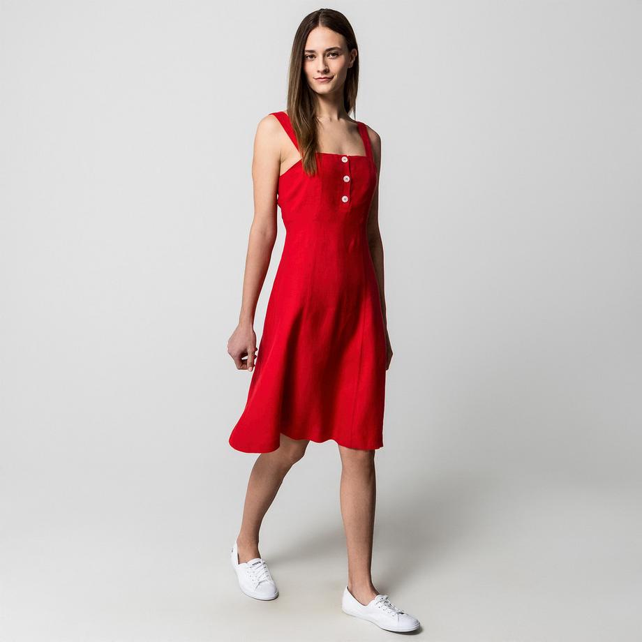 Manor Woman Robe Midi en Lin  