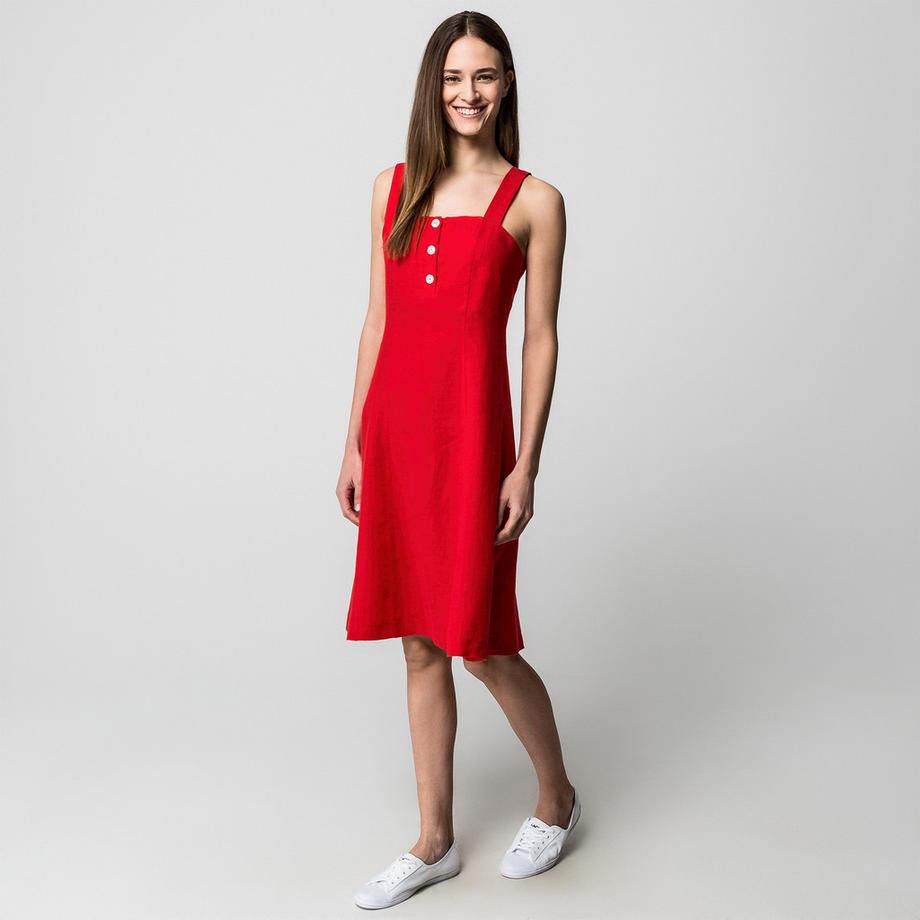 Manor Woman Robe Midi en Lin  