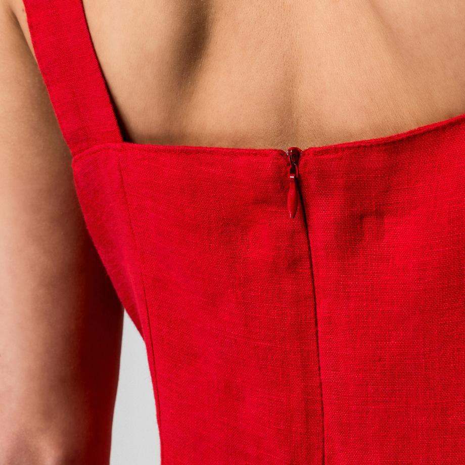 Manor Woman Robe Midi en Lin  