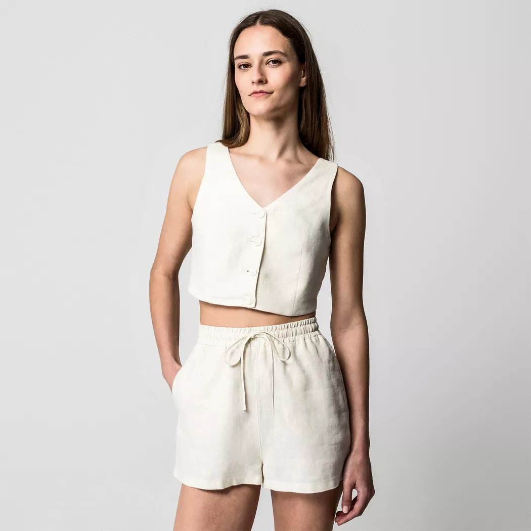 Manor Woman - Leinen-Shorts, für Damen, Ecru, Größe 36