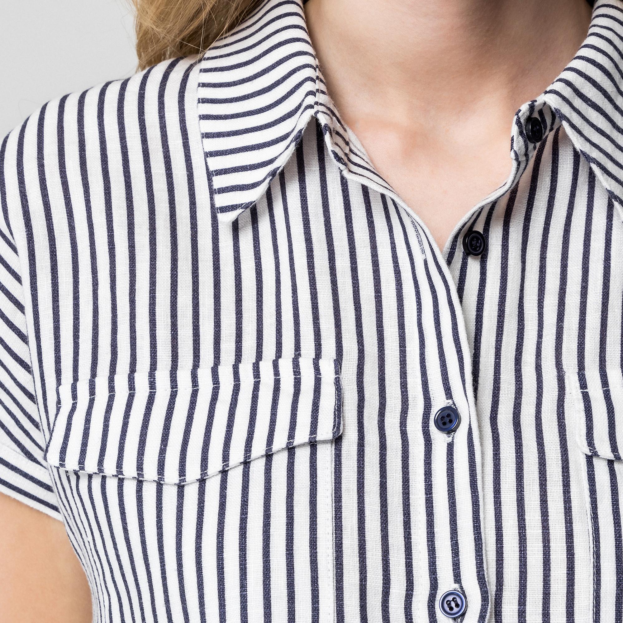 Manor Woman Abito Camicia in Lino a Righe  