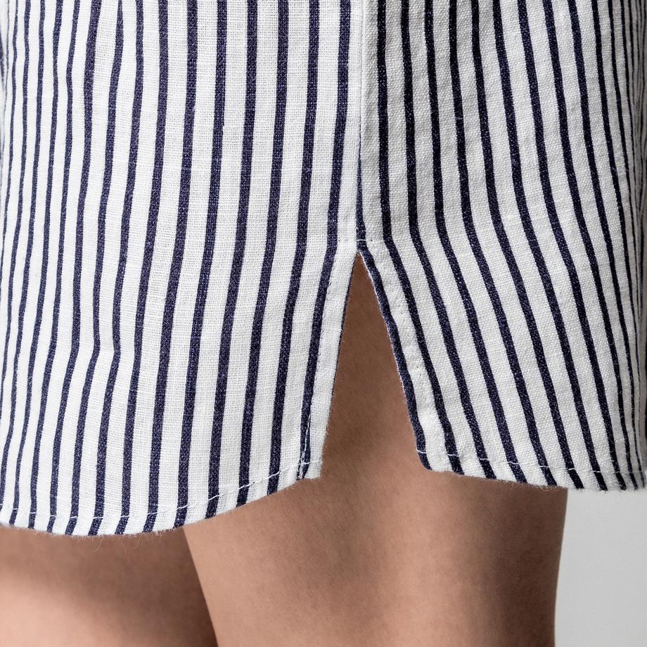 Manor Woman Robe Chemise en Lin Rayée  