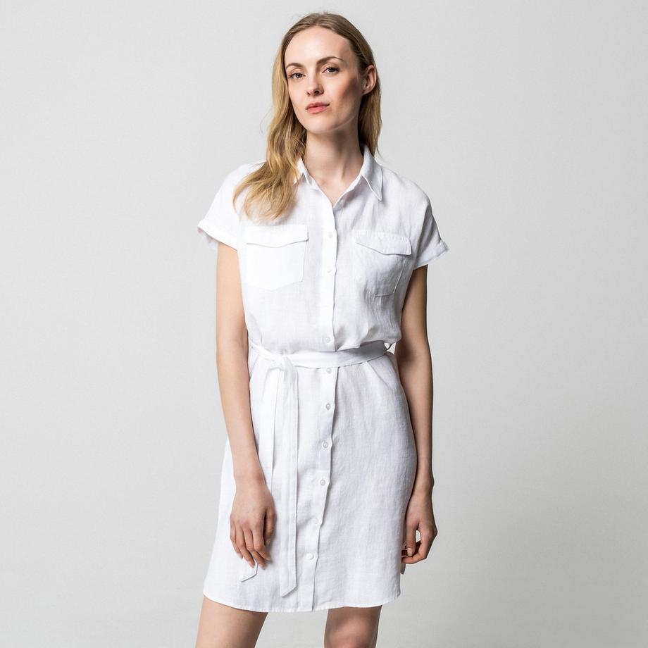 Manor Woman Robe Chemise en Lin Rayée  
