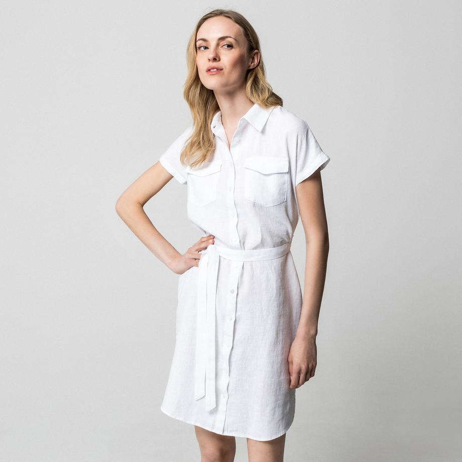 Manor Woman Robe Chemise en Lin Rayée  