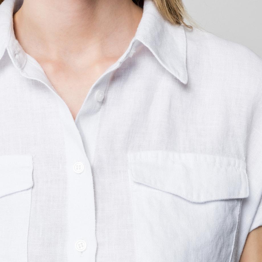 Manor Woman Robe Chemise en Lin Rayée  