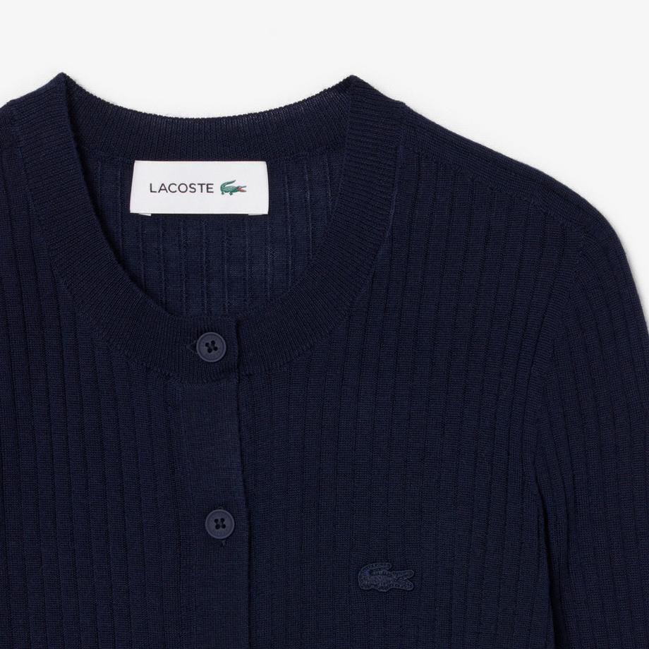 LACOSTE Cardigan in maglia a costine  