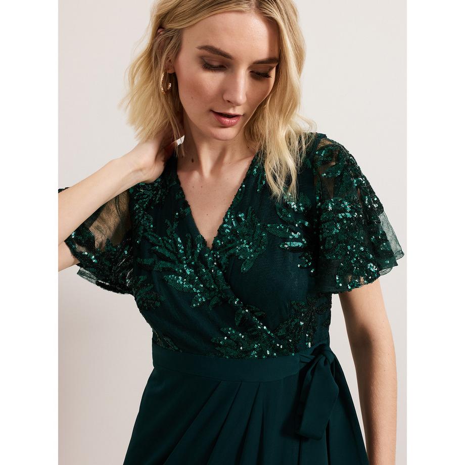 Phase Eight Minty Robe Longue Paillettes Effet Cache-cœur  
