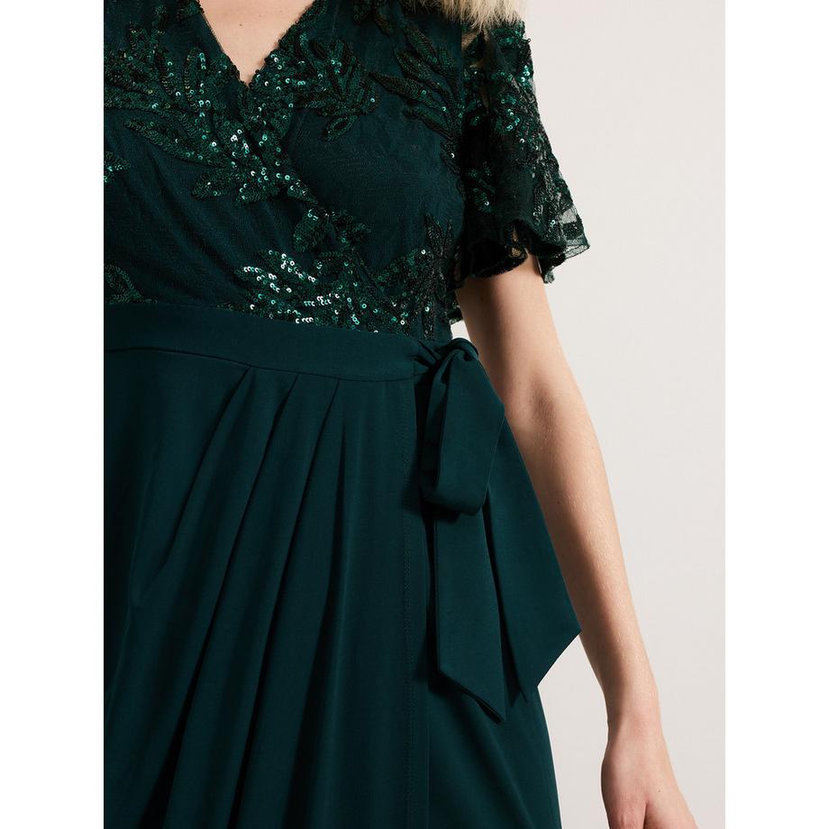 Phase Eight Minty Robe Longue Paillettes Effet Cache-cœur  