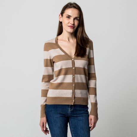 Manor Woman Cardigan Scollo a V Color Block  