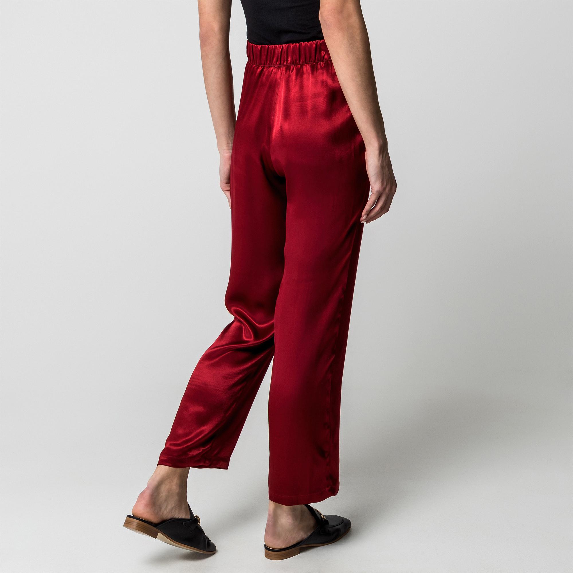 Manor Woman Pantaloni in raso con vita da annodare e gamba larga  