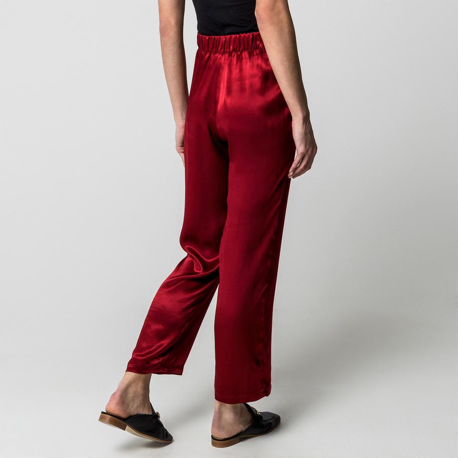 Manor Woman Pantaloni Raso Vita da Annodare Gamba Dritta  