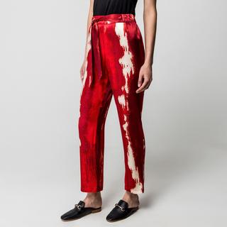 Manor Woman Gemusterte Satinhose mit Bindebund  