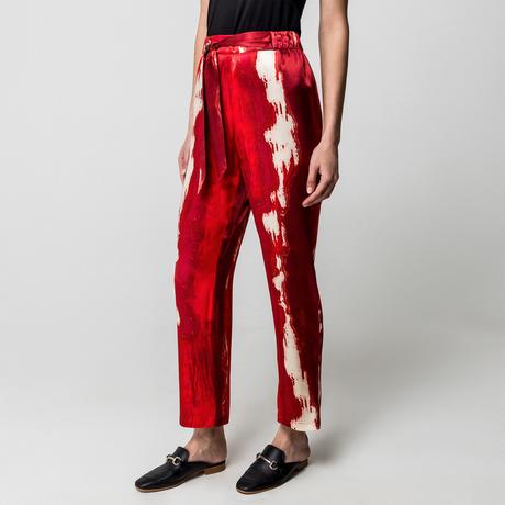 Manor Woman Gemusterte Satinhose mit Bindebund  