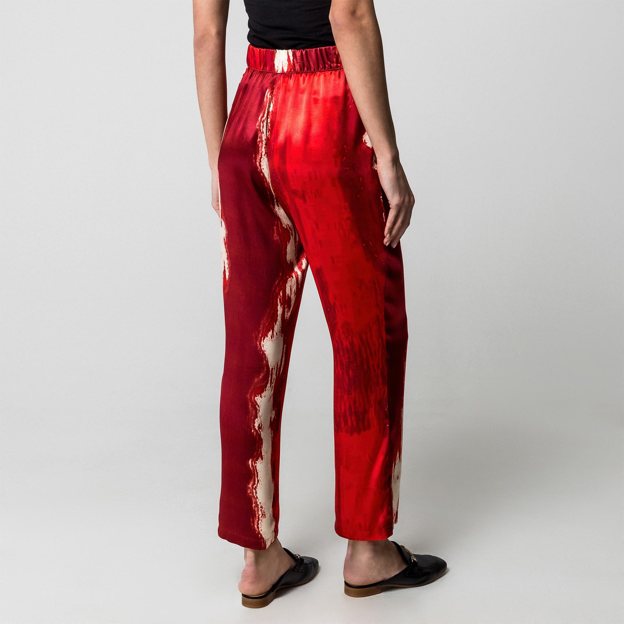 Manor Woman Gemusterte Satinhose mit Bindebund  