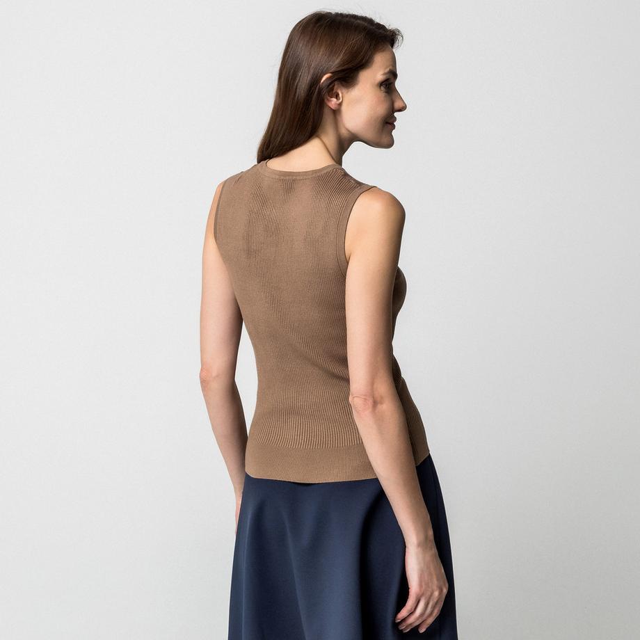 Manor Woman Maglione senza Maniche a Coste  