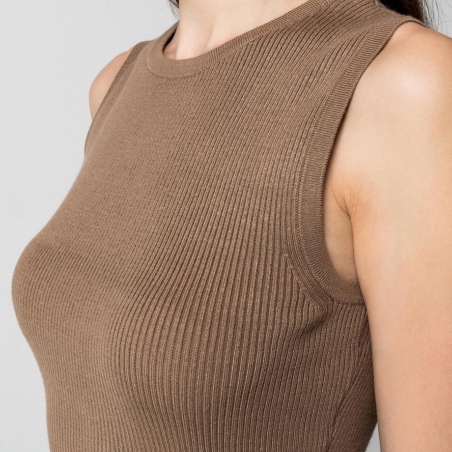 Manor Woman Maglione senza Maniche a Coste  