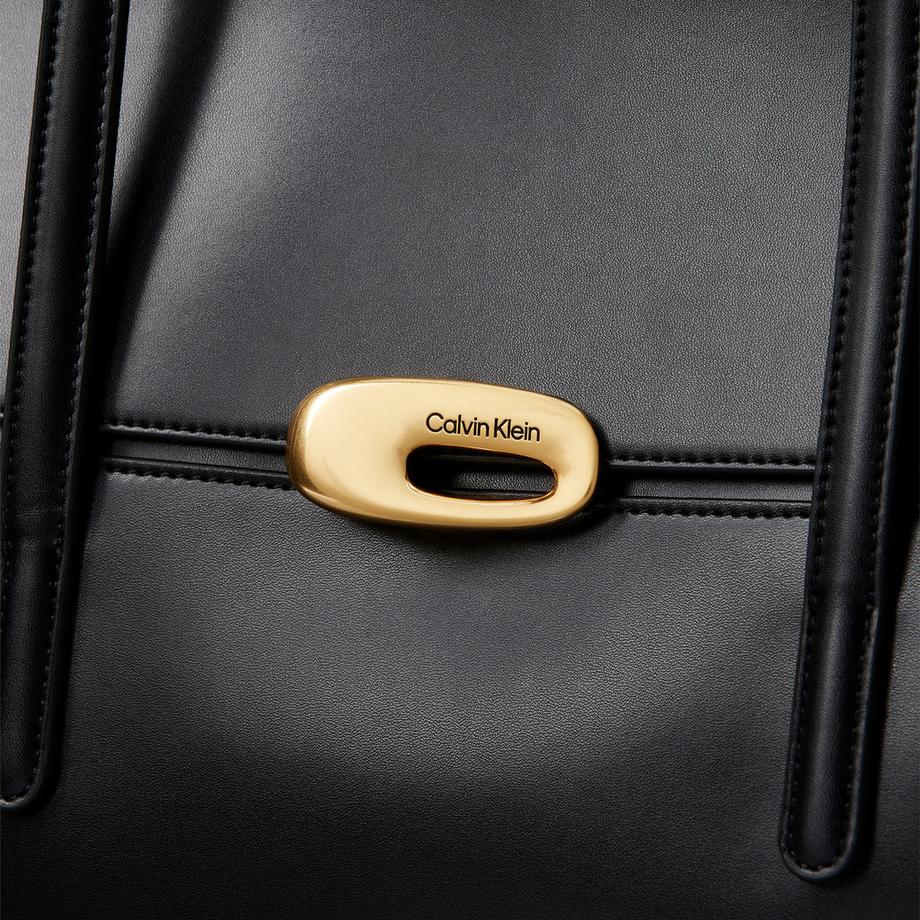 Calvin Klein Engraved Hardware Flap Tote Bag  