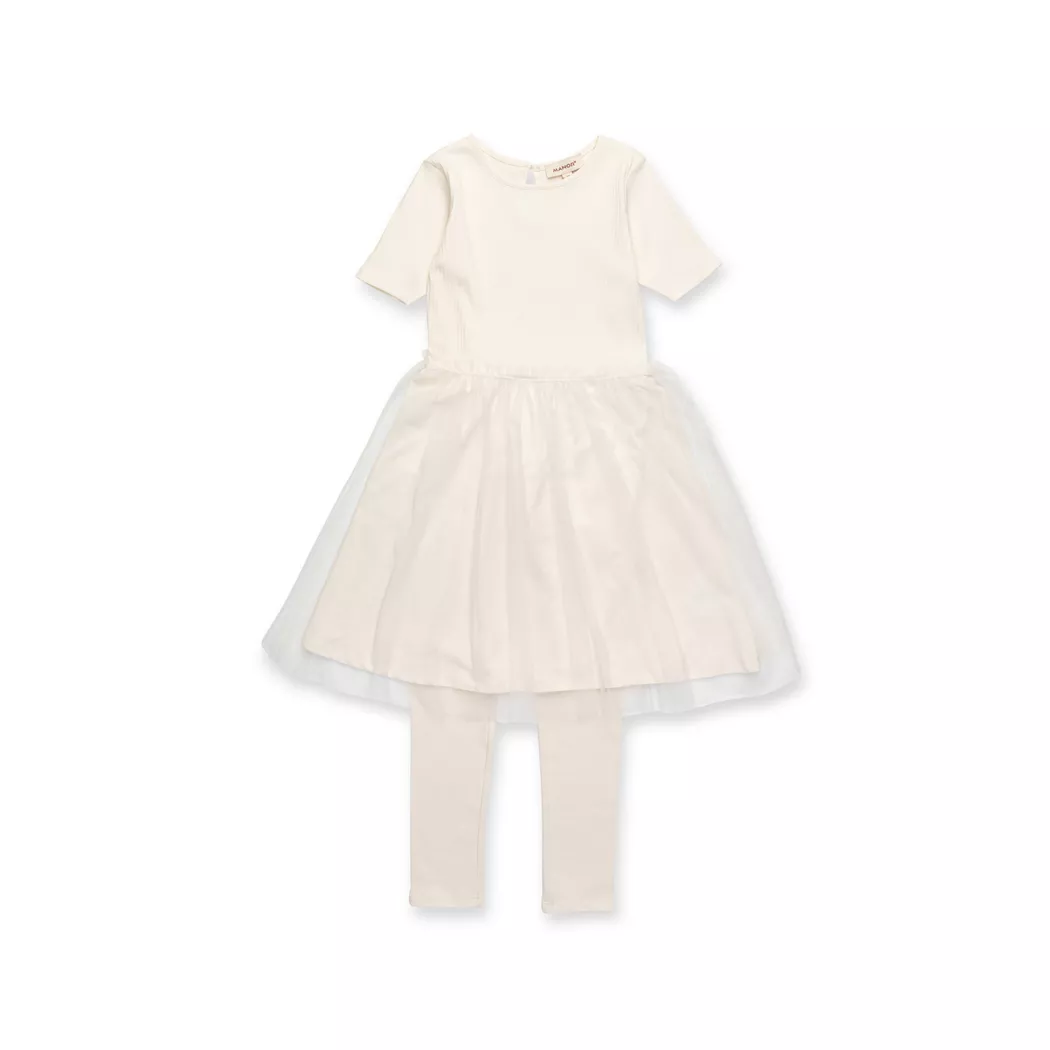 Manor Kids Dress and Leggings Set Offwhite 146-152