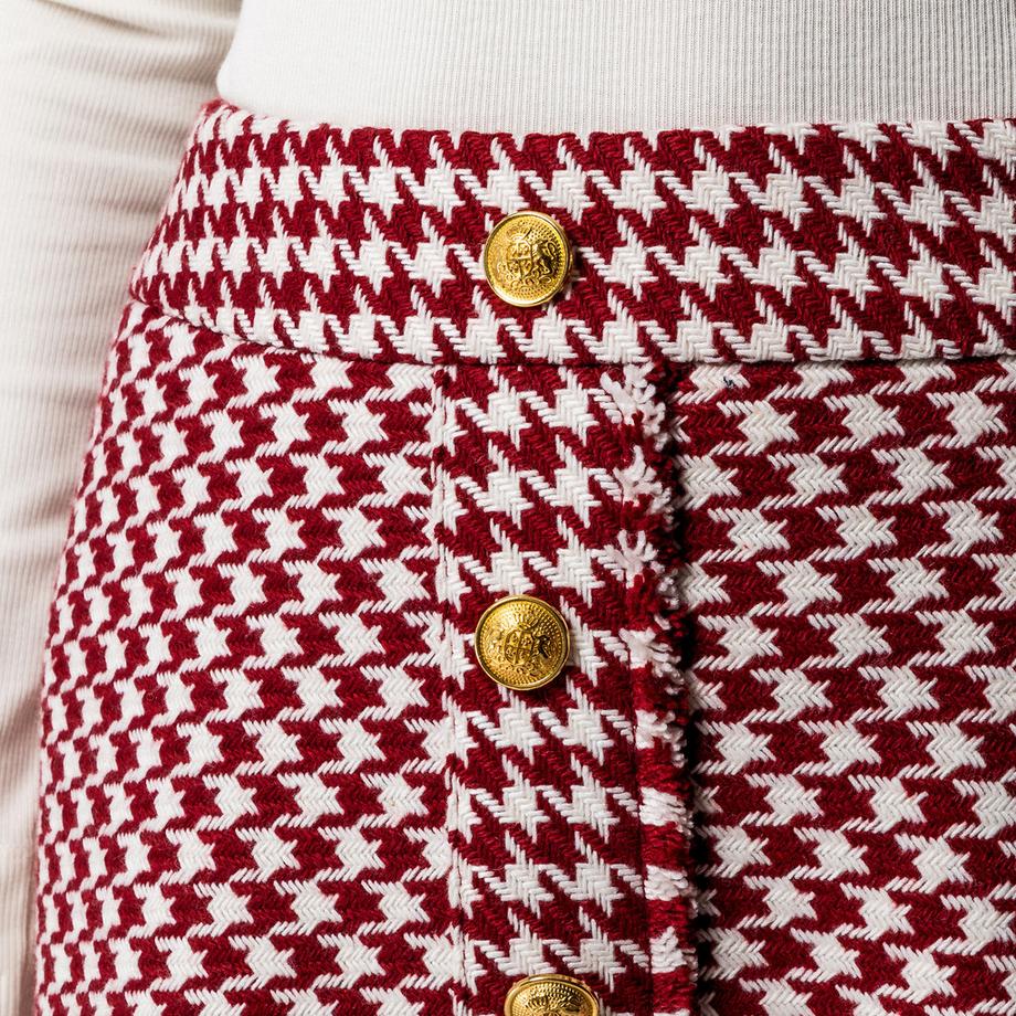 Manor Woman Hahnentritt Midirock mit Knöpfen  