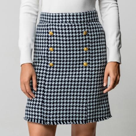 Manor Woman Gonna Midi Pied-de-Poule Effetto Incrociato  