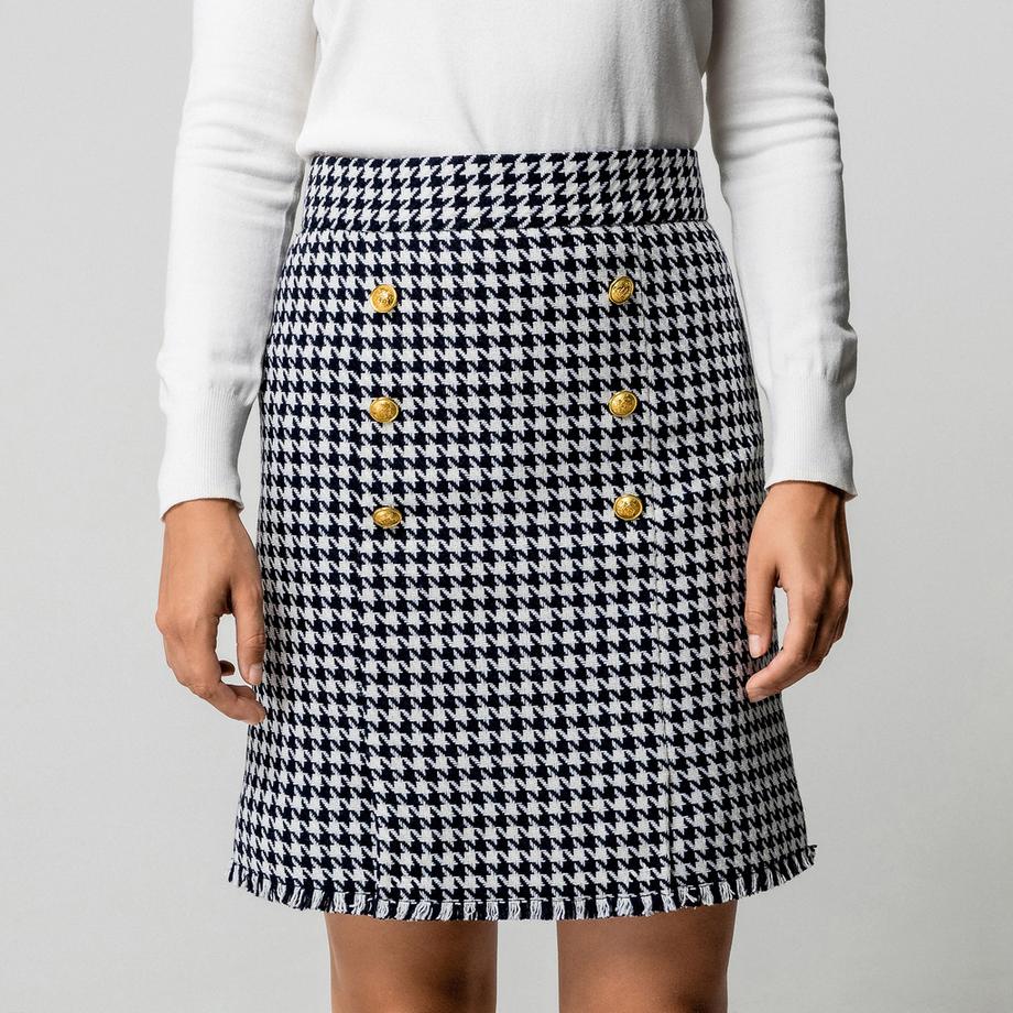 Manor Woman Gonna Midi Pied-de-Poule Effetto Incrociato  